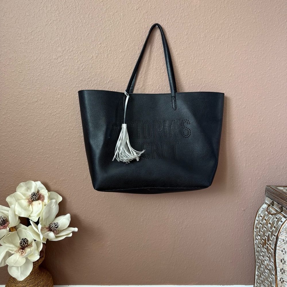 Victoria's Secret Black Tote with Tassel - Picture 1 of 7